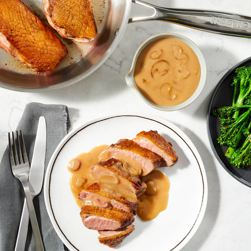 Pan-Seared Duck Breasts with Shallot Gravy