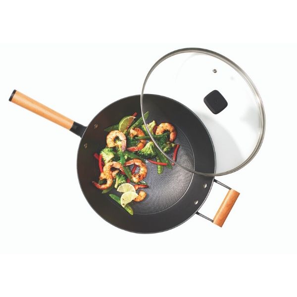 Classic Non-Stick Lightweight Cast Iron Wok, 32 cm