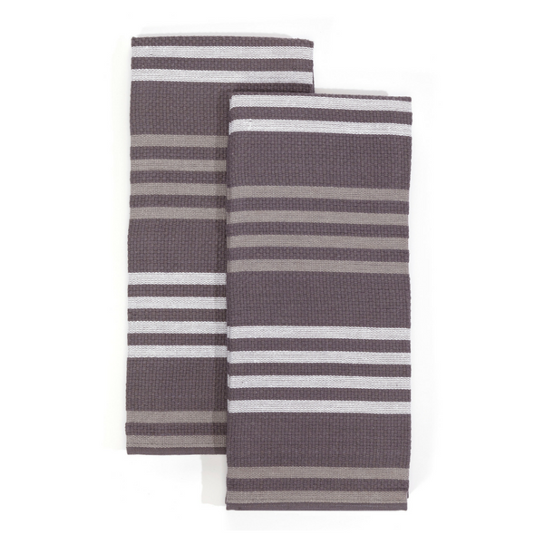 Basketweave Kitchen Towel 2-Pack, Charcoal