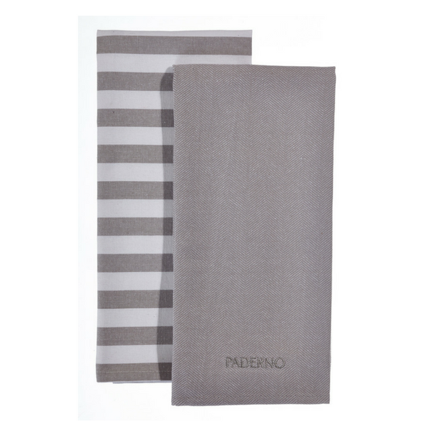 PADERNO Yarn-Dyed Kitchen Towel 2-Pack, Light Grey